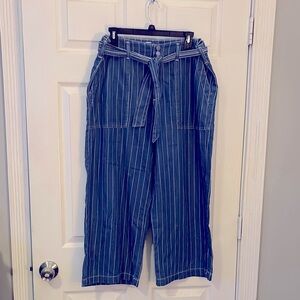 Seven7 Blue Wide Leg Pants with Elegant Pinstripes